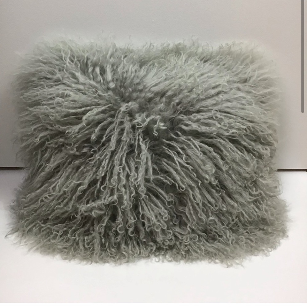 West Elm Grey Mongolian Sheep Pillow